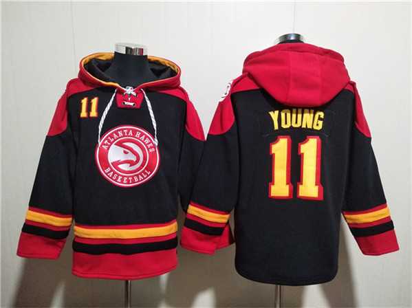 Men's Atlanta Hawks #11 Trae Young Black Red Lace-Up Pullover Hoodie,We sell and wholesale Men's Atlanta Hawks #11 Trae Young Black Red Lace-Up Pullover Hoodie on line form chian!